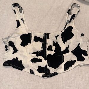 Wild Fable | Cream & Black Cow Print Corset Top | Size Extra Large